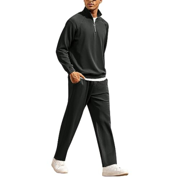 COOFANDY Men's Tracksuit - Relaxed Fit Half-Zip Athletic Jogging Set