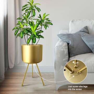 Stylish Mid-Century Metal Flowerpot with Stands