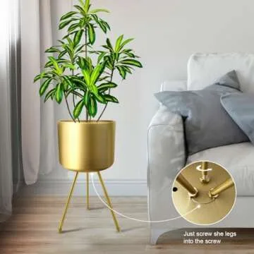 Stylish Mid-Century Metal Flowerpot with Stands