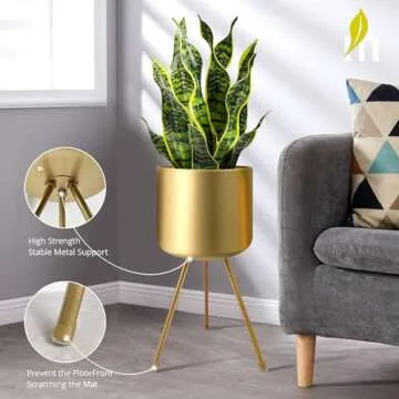 Stylish Mid-Century Metal Flowerpot with Stands