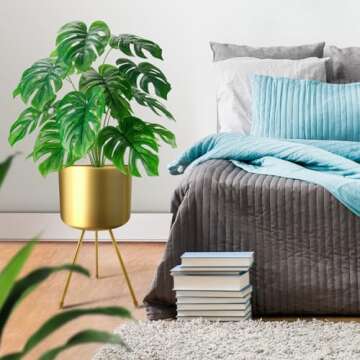 Stylish Mid-Century Metal Flowerpot with Stands