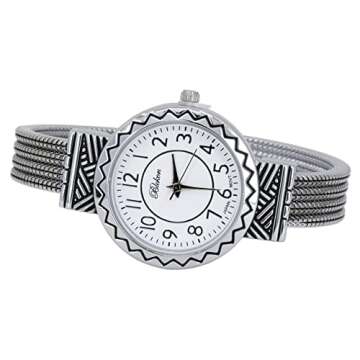 Blekon Women's Mother of Pearl Cuff Bracelet Watch - Elegant Style