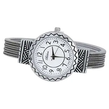 Blekon Women's Mother of Pearl Cuff Bracelet Watch - Elegant Style