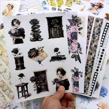 Dwpetzo Scrapbook Stickers for Journaling Adults, Pre-Cut Transparent Stickers, Scrapbooking Materia...