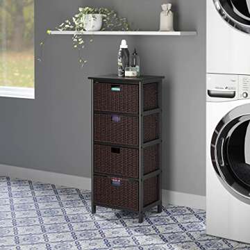 Winsome Omaha Storage/Organization, 4 Baskets, Black/Chocolate