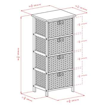 Winsome Omaha Storage/Organization, 4 Baskets, Black/Chocolate