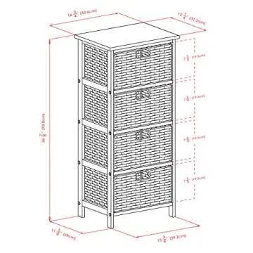 Winsome Omaha Storage/Organization, 4 Baskets, Black/Chocolate