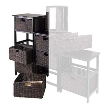 Winsome Omaha Storage/Organization, 4 Baskets, Black/Chocolate