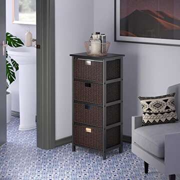 Winsome Omaha Storage/Organization, 4 Baskets, Black/Chocolate