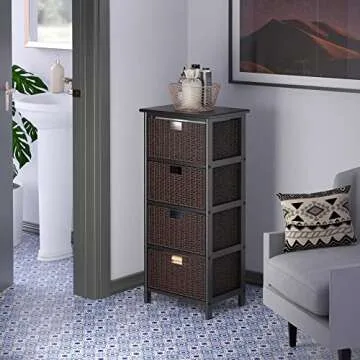 Winsome Omaha Storage/Organization, 4 Baskets, Black/Chocolate