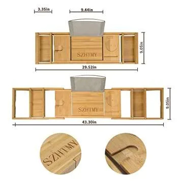 SZHTMY Bamboo Bathtub Tray - Perfect for Snacks and Relaxation