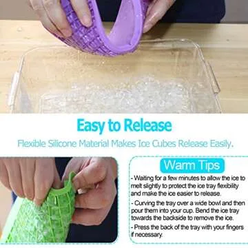 Mini Ice Cube Trays with Bin for Perfect Pebble Ice