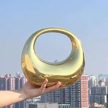 YYW Gold Moon Shaped Acrylic Evening Clutch Handbag