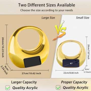 YYW Acrylic Evening Clutch Purse Moon Shape Unique Transparent Evening Handbag (Gold)