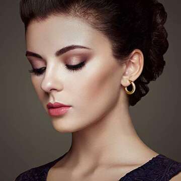 Gold Hoop Earrings for Women, 14K Gold Plated Lightweight Chunky Open Hoops 60mm Gold Hoop Earrings for Women