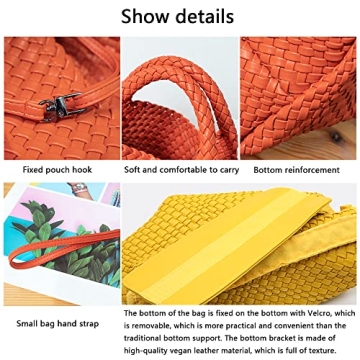 JINMANXUE Fashion Woven Bag Shopper Bag Travel Handbags and Purses Women Tote Bag Large Capacity Shoulder Bags(Brown)