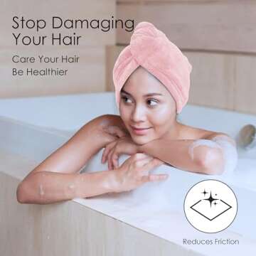 TENSTARS 5 Pack Thicken Microfiber Hair Towel Wrap for Women - Elastic Loop Design - 320GSM Coral Velvet - Quick Dry Hair Turban - 11x28 Inch (Aqua Green+Pink+Burgundy+Teal+Grey)