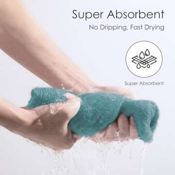 TENSTARS 5 Pack Thicken Microfiber Hair Towel Wrap for Women - Elastic Loop Design - 320GSM Coral Velvet - Quick Dry Hair Turban - 11x28 Inch (Aqua Green+Pink+Burgundy+Teal+Grey)