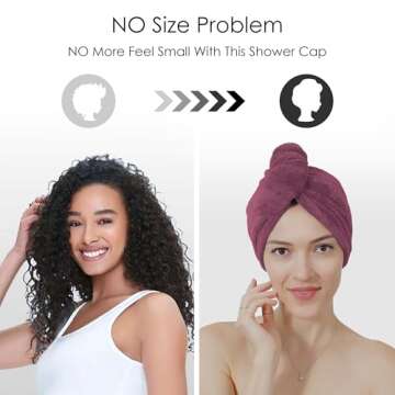 TENSTARS 5 Pack Thicken Microfiber Hair Towel Wrap for Women - Elastic Loop Design - 320GSM Coral Velvet - Quick Dry Hair Turban - 11x28 Inch (Aqua Green+Pink+Burgundy+Teal+Grey)