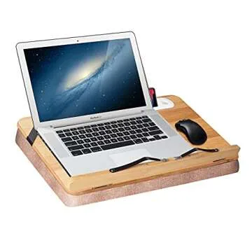 wishacc Book Stand for Reading in Bed, Bamboo Wood Lap Reading Holder with Page Paper Clips for Reading Hands Free, Portable Reading Shelf for Reading Cookbooks, Textbooks, Bibles in Bed/Sofa/Couch