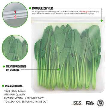 bealy Reusable Gallon Freezer Bags - 6 Pack for Safe Food Storage