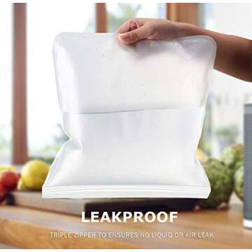 bealy Reusable Gallon Freezer Bags - 6 Pack for Safe Food Storage