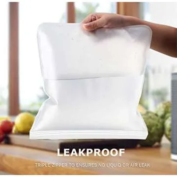 bealy Reusable Gallon Freezer Bags - 6 Pack for Safe Food Storage