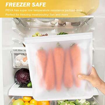 bealy Reusable Gallon Freezer Bags - 6 Pack for Safe Food Storage