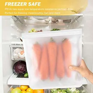 bealy Reusable Gallon Freezer Bags - 6 Pack for Safe Food Storage