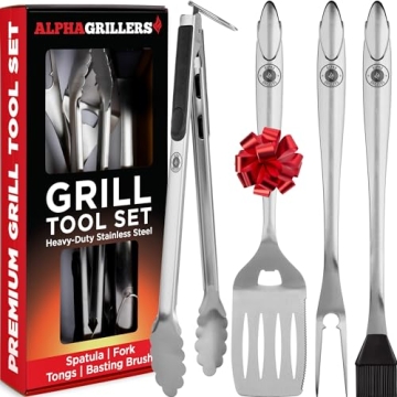 Grilling Accessories - Stainless Steel Heavy Duty Grill Tools Set BBQ Accessories for Outdoor Grill ...