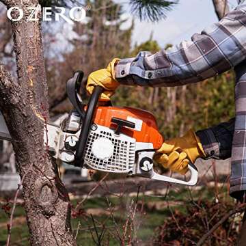 OZERO Flex Grip Leather Work Gloves - Durable Cowhide for Tough Work