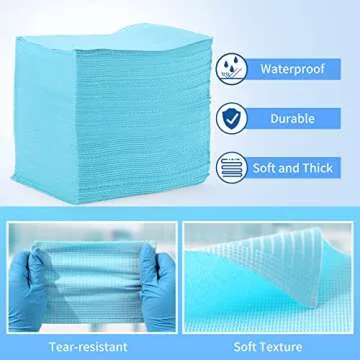 JMU Dental Bibs 250pack, Disposable Tattoo Bibs 3-Ply, Waterproof Tray Covers, 13" x 18", Blue