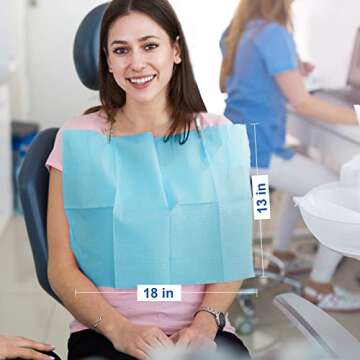 JMU Dental Bibs 250pack, Disposable Tattoo Bibs 3-Ply, Waterproof Tray Covers, 13" x 18", Blue