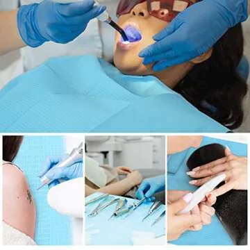 JMU Dental Bibs 250pack, Disposable Tattoo Bibs 3-Ply, Waterproof Tray Covers, 13" x 18", Blue