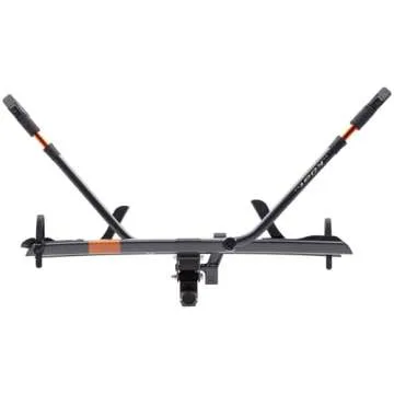 KUAT Sherpa 2.0 Durable Lightweight Aluminum Compact 2 Bike Transporting Hitch Rack with Cable Lock & Foldable Tire Cradles | Capacity - 40 Lbs per Tray, Gray Metallic & Orange Anodize, 2"