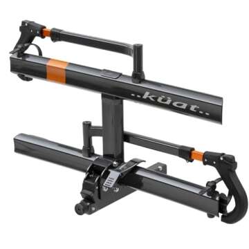 KUAT Sherpa 2.0 Durable Lightweight Aluminum Compact 2 Bike Transporting Hitch Rack with Cable Lock & Foldable Tire Cradles | Capacity - 40 Lbs per Tray, Gray Metallic & Orange Anodize, 2"