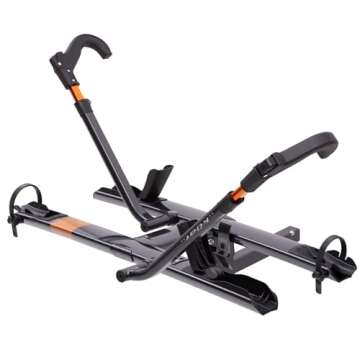 KUAT Sherpa 2.0 Durable Lightweight Aluminum Compact 2 Bike Transporting Hitch Rack with Cable Lock & Foldable Tire Cradles | Capacity - 40 Lbs per Tray, Gray Metallic & Orange Anodize, 2"