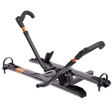 KUAT Sherpa 2.0 Durable Lightweight Aluminum Compact 2 Bike Transporting Hitch Rack with Cable Lock & Foldable Tire Cradles | Capacity - 40 Lbs per Tray, Gray Metallic & Orange Anodize, 2"