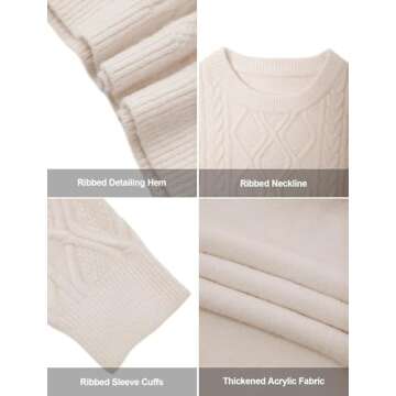 Aelfric Eden Oversized Sweater 90s Vintage Heavy Knitted Sweater Long Sleeve Sweater Women Woven Crewneck Pullover Beige