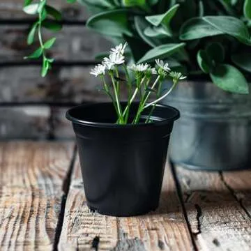 UPMCT 4 5 6 Inch Nursery Pots Variety Pack, 24 Packs Round Flower Pots Decorative Plastic Pots for Plants with Drainage Hole Seed Starting Pots for Seeding, Succulent(4+5+6 Inch, Black)