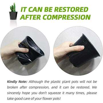 UPMCT 4 5 6 Inch Nursery Pots Variety Pack, 24 Packs Round Flower Pots Decorative Plastic Pots for Plants with Drainage Hole Seed Starting Pots for Seeding, Succulent(4+5+6 Inch, Black)