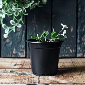 UPMCT 4 5 6 Inch Nursery Pots Variety Pack, 24 Packs Round Flower Pots Decorative Plastic Pots for Plants with Drainage Hole Seed Starting Pots for Seeding, Succulent(4+5+6 Inch, Black)