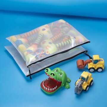 AUSTARK 20 Pcs Zipper File Bags, Plastic Mesh Pouch, Board Game Storage, Waterproof Bags for Office School (B4 Size 15''x11'', White and Black)