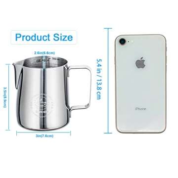 Milk Frothing Pitcher 12oz,Espresso Steaming Pitcher 12oz,Espresso Machine Accessories,Milk Frother cup 12oz,Milk Coffee Cappuccino Latte Art,304 Stainless Steel Jug Cup with Decorating Art Pen