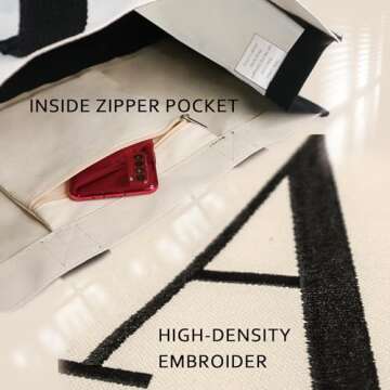 Personalized Large Canvas Tote Bag with Monogram