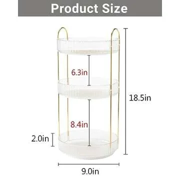 Asayuee 360 Rotating Makeup Organizer,3 Tier Large Capacity Make Up Organizers and Storage,Skincare ...