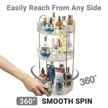 Asayuee 360 Rotating Makeup Organizer,3 Tier Large Capacity Make Up Organizers and Storage,Skincare Perfume Vanity Organizers,Bathroom Cosmetics Storage Organizer Countertop (Clear-3 Tier)