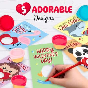 Funeta Valentines Day Gifts for Kids -30 Pack Valentines Cards with Playdough for Toddlers Girls Boys Classroom Exchange, Valentines Playdoh Party Favors for Kids School