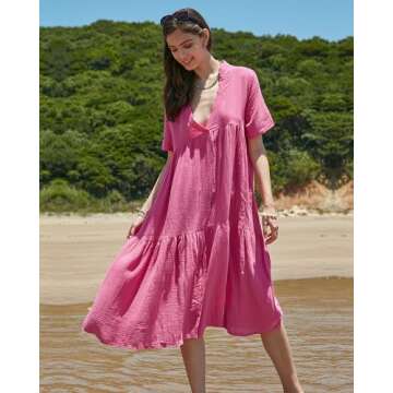 Gacaky Summer Dress for Women Casual V Neck Loose Dress