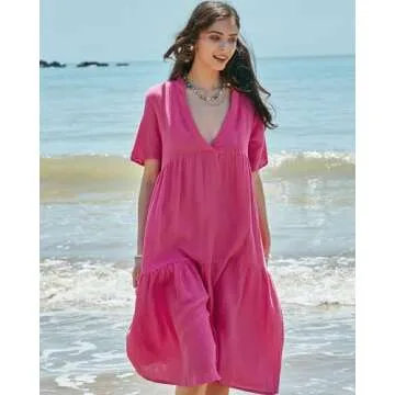 Gacaky Summer Dress for Women Casual V Neck Loose Dress